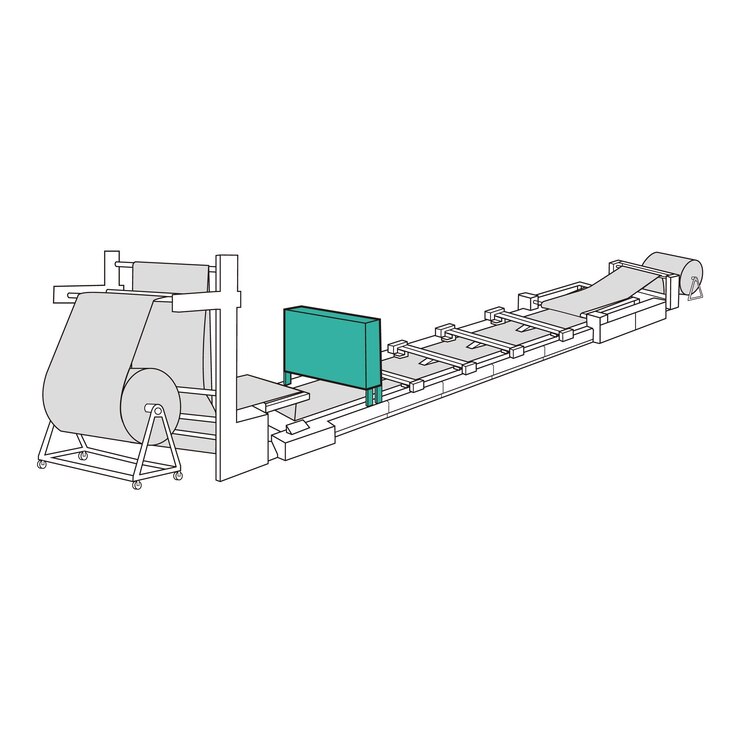 Vetor sistema de correia transportadora para manipulação de materiais desenho técnico