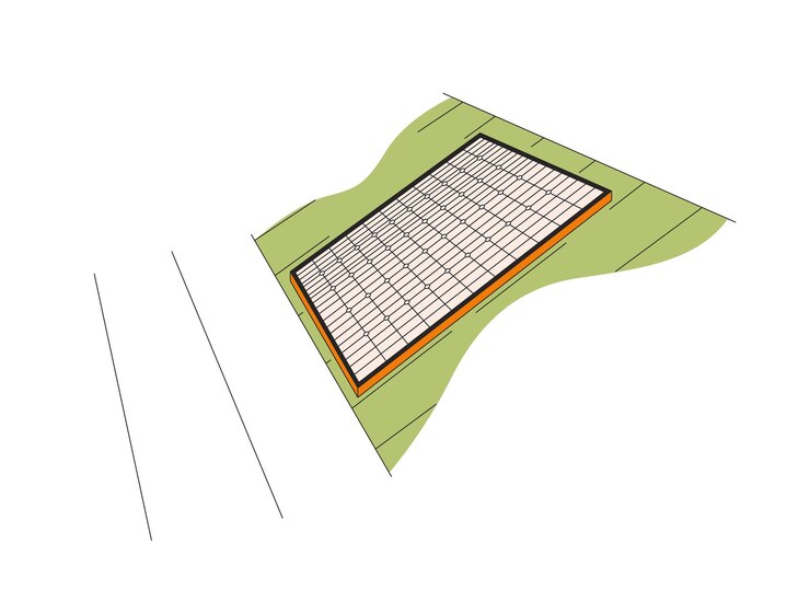 Vetor sistema de energia solar no telhado objeto de desenho animado linear 2d