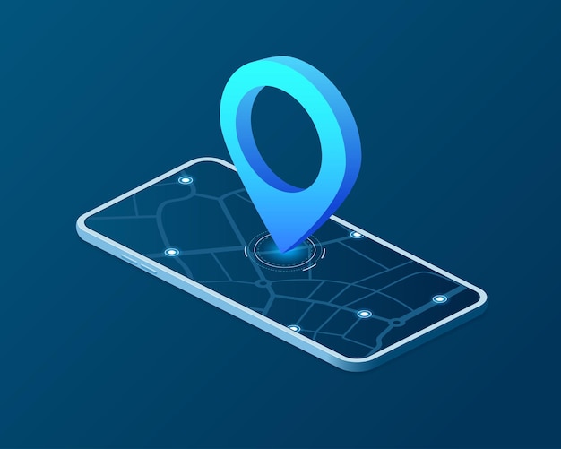 Sistema de navegação mostrando um destino de rastreamento viajando com sistema de GPS moderno pin e mapa com