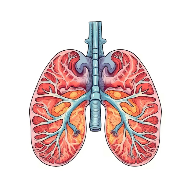 Vetor sistema respiratório de vector de cartoons em fundo branco