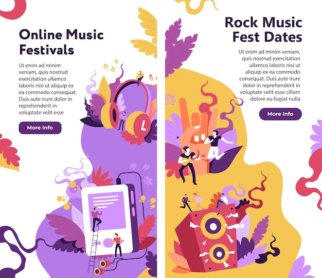 Vetor site de datas de festivais de música online para festivais de rock