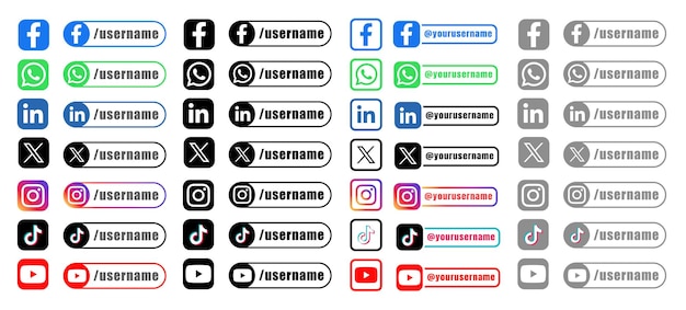 Site de mídia social popular Ícones de logotipo com modelo de banners