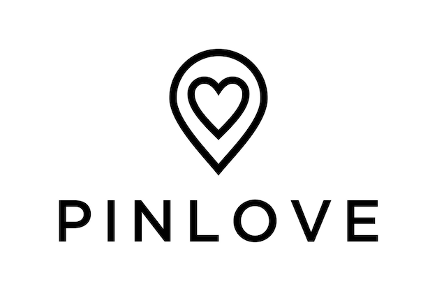 Site de namoro de ilustração usando pino de localização e coração dentro do design do logotipo