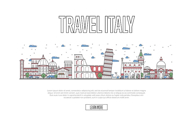 Site de viagens Itália em estilo linear