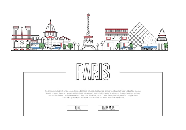 Site de viagens paris em estilo linear