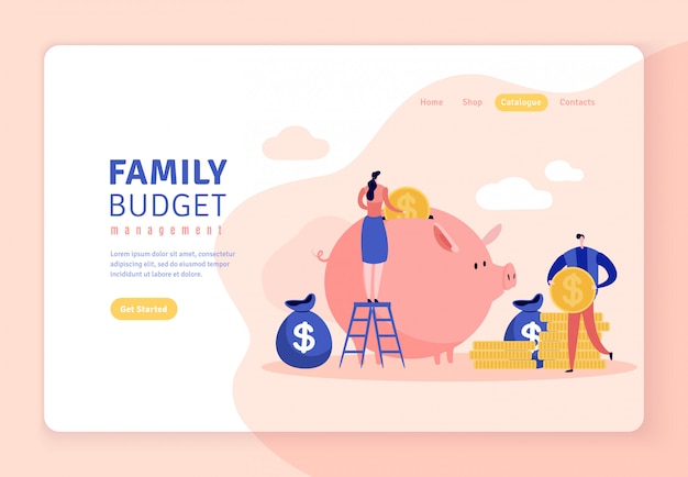 site em estilo simples de orçamento familiar com mealheiro.
