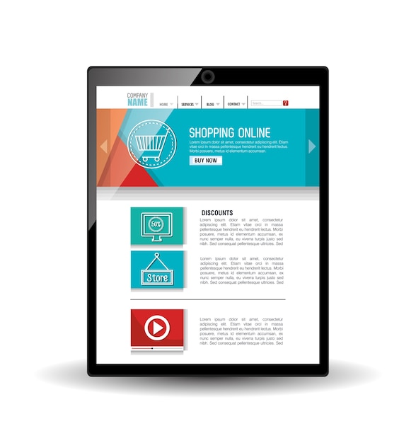 site modelo no dispositivo eletrônico
