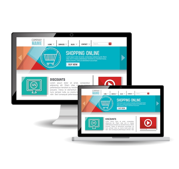 site modelo no dispositivo eletrônico