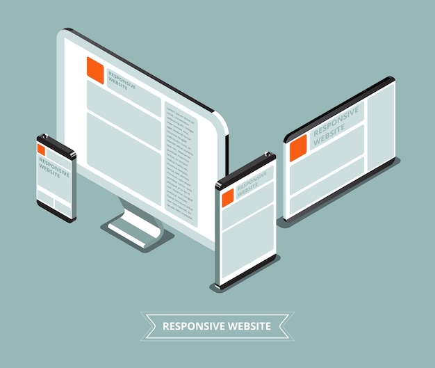 Vetor site responsivo com diferentes dispositivos