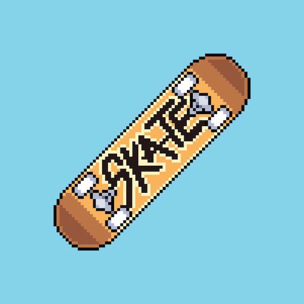 Skate em pixel art de 8 bits para ativos de jogos em ilustração