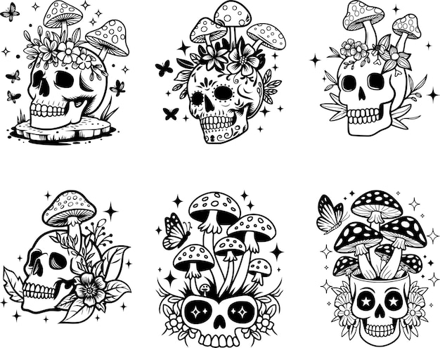 skull and mushrooms bundle