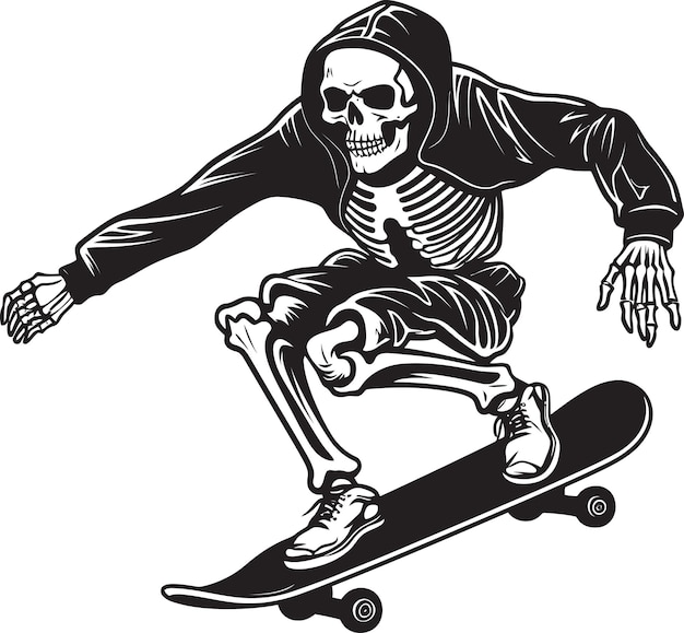 Vetor skull sesh aventuras em skeleton skateboardingspooky skaters o mundo assombrado do esqueleto