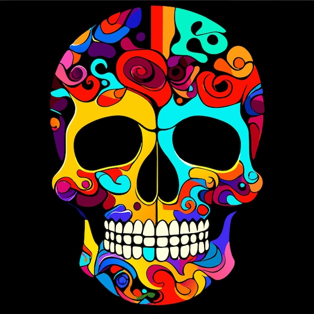 Vetor skull vector artistry desenho gráfico brilhante definido