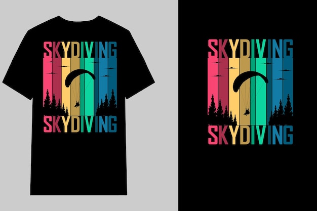 Skydiving t-shirt design paisagem retro vintage