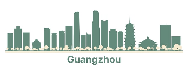 Skyline abstrato da cidade de guangzhou china com edifícios coloridos