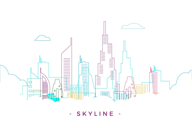 Skyline de marcos de contorno colorido