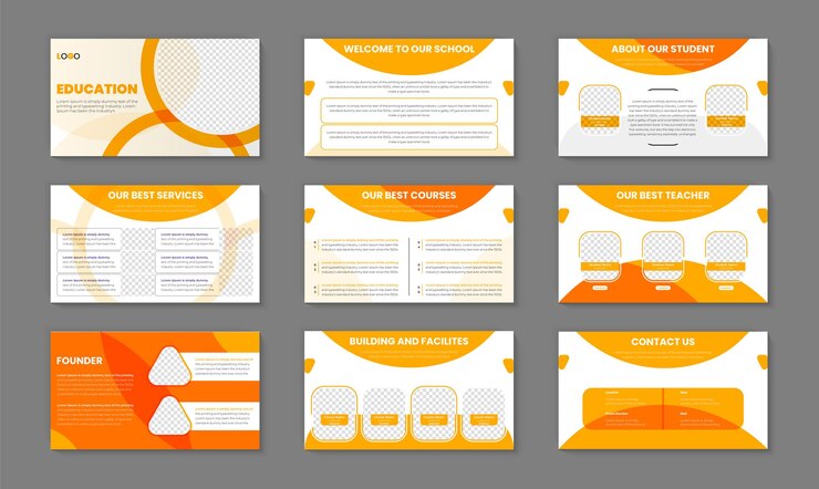Vetor slides de apresentação powerpoint design de modelo com grande educação ppt design de fundo