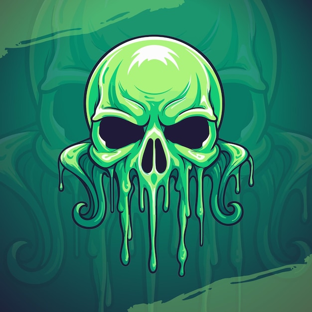 Vetor slime skull emblematic mascot ilustração para esport e esport team branding