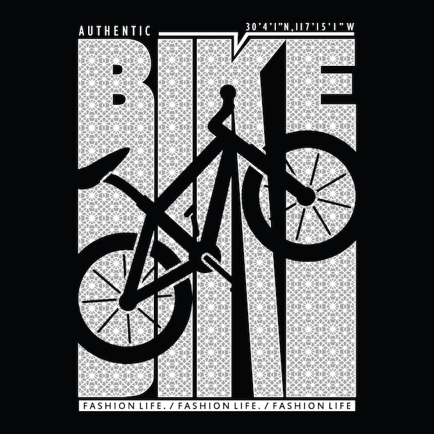 Slogan de bicicleta tipografia design gráfico com ilustração de silhueta vetor