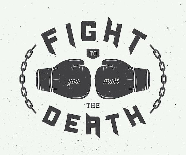 Slogan de boxe com motivação. Ilustração vetorial