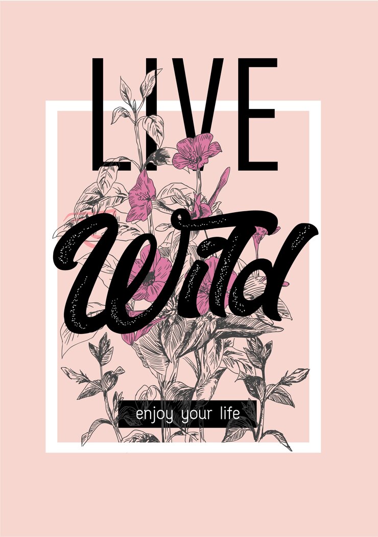 Vetor slogan de tipografia com contorno esboço flor