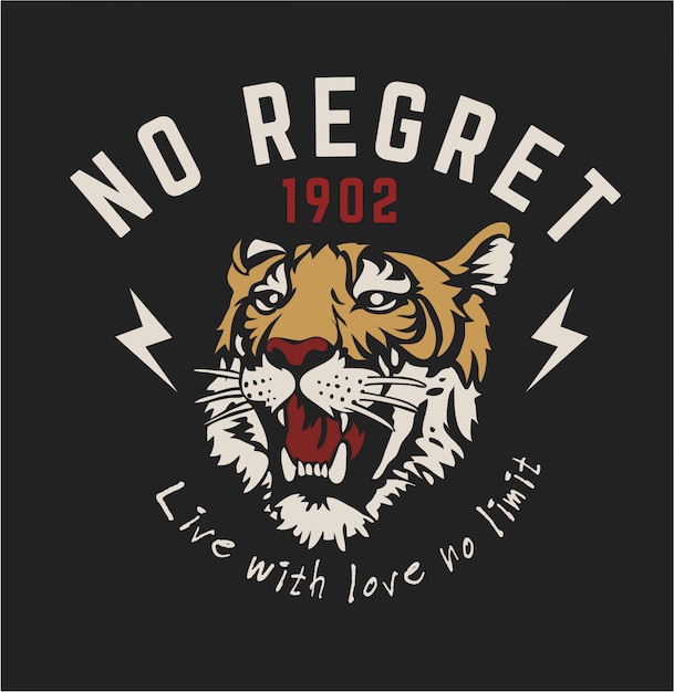 Slogan gráfico com ilustração gráfica tigre