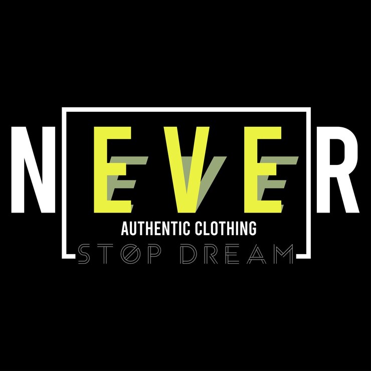 slogan vetorial nunca pare design de tipografia de letras de sonho
