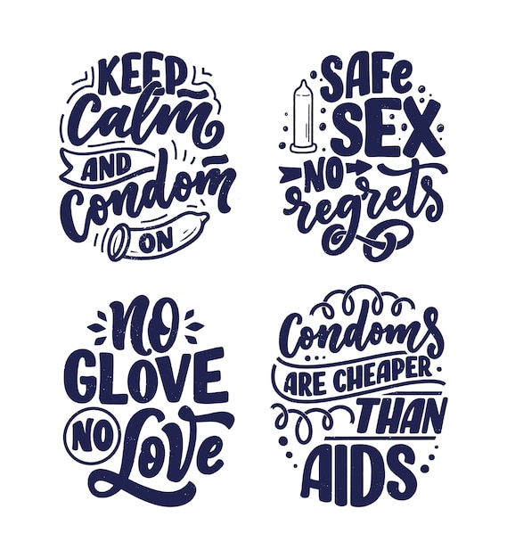 Slogans de sexo seguro, ótimo design. letras para o projeto do dia mundial da aids.