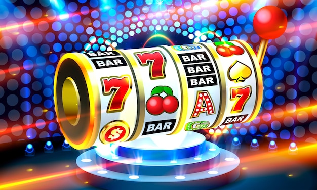 Vetor slots banner moedas douradas jackpot casino d capa caça-níqueis vetor