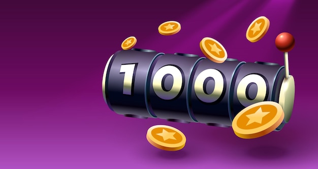 Slots grátis gira 1000 folheto promocional cartaz banner jogo vetor