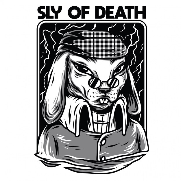 Sly da morte ilustração preto e branco