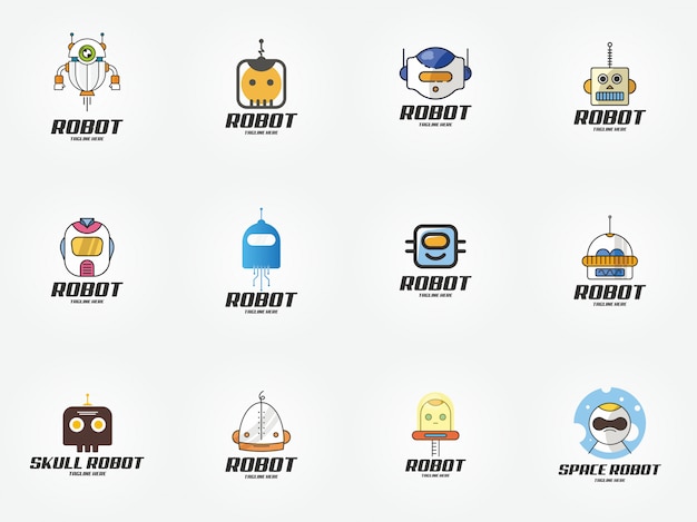 Smart technology robot logo design modelo ícone