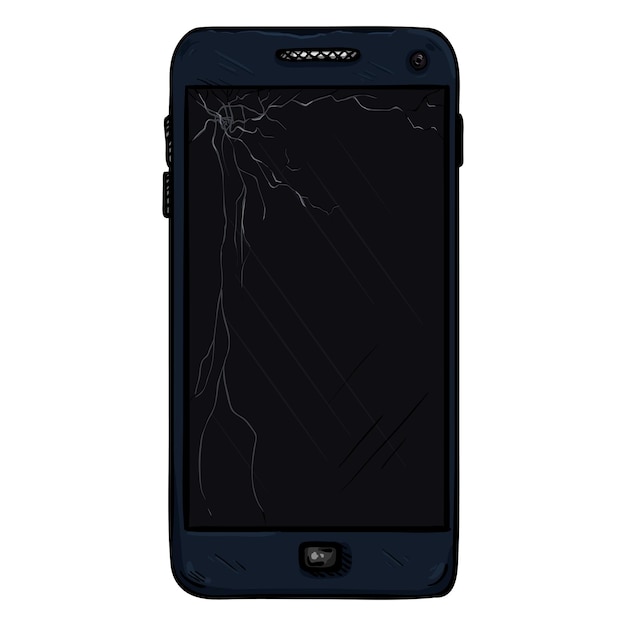 Smartphone arranhado de desenho vetorial com tela quebrada
