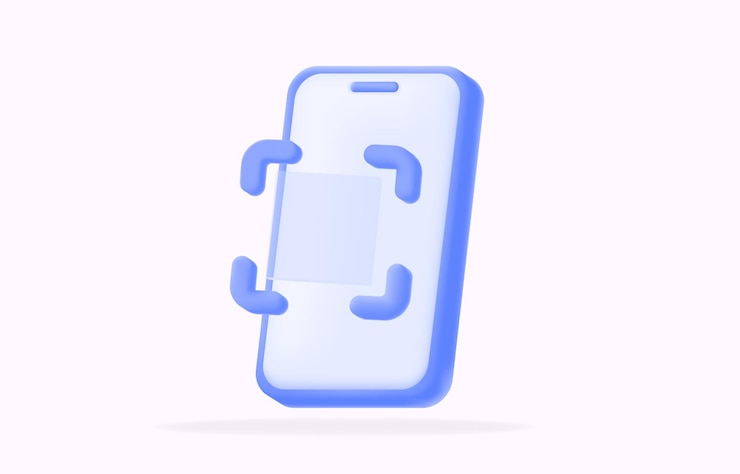 Vetor smartphone azul com um ícone de varredura para aplicativo móvel varredura de código qr ilustração vetorial 3d