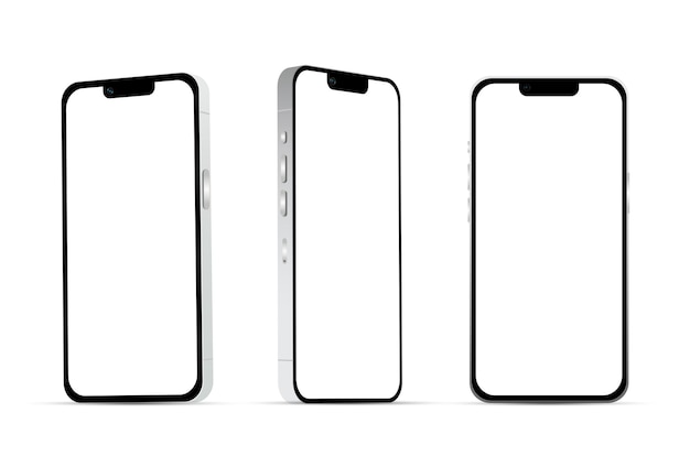 Smartphone branco 14 modelos nova maquete da indústria de TI para web design em um fundo branco Vetor