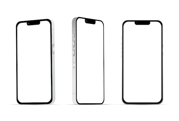 Smartphone branco 14 modelos nova maquete da indústria de ti para web design em um fundo branco vetor