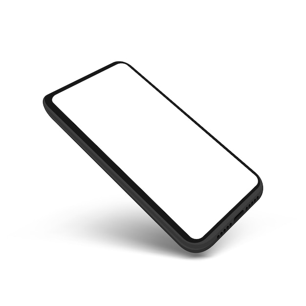 Smartphone claro voador em 3D com tela branca em branco
