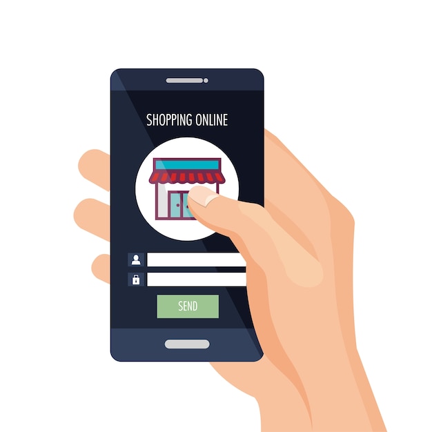 smartphone com aplicativo de comércio eletrônico
