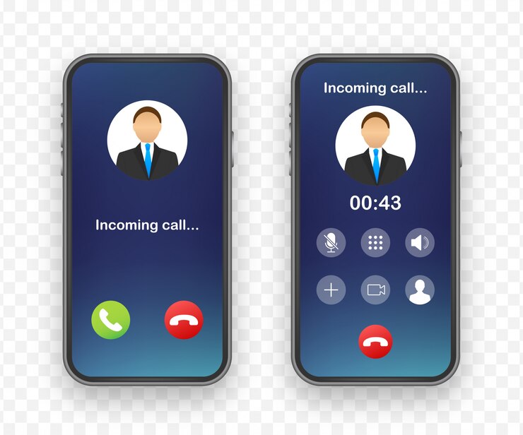 Smartphone com chamada recebida no visor. Chamada recebida. ilustração das ações.