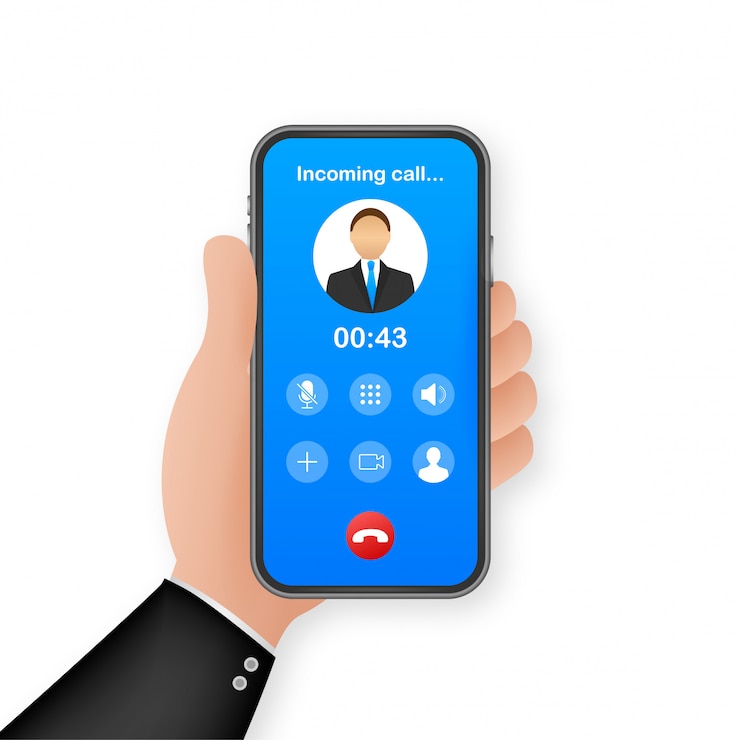 Vetor smartphone com chamada recebida no visor. chamada recebida. ilustração.