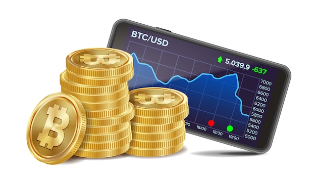 Smartphone com gráfico de negociação de Bitcoin