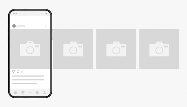 Smartphone com interface de rede social de foto na tela