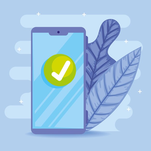 Smartphone com símbolo de cheque