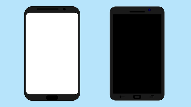 Smartphone com tela em branco ilustração vetorial branca e preta