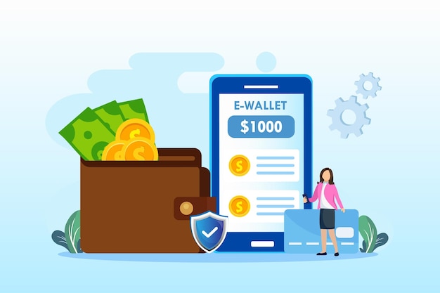 Smartphone de aplicativo de pagamento ewallet estilo de modelo de vetor plano