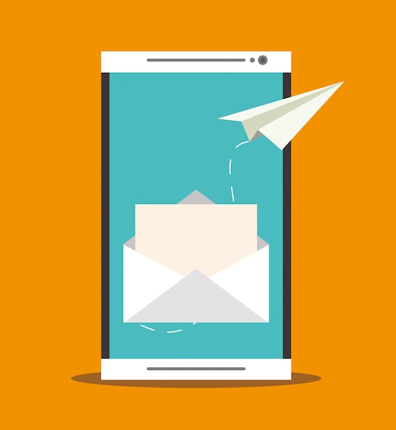 Smartphone e envelope do conceito de correio