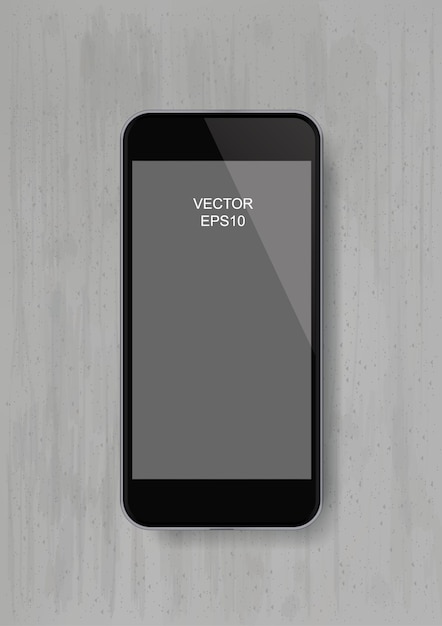 Smartphone móvel em fundo de textura de concreto grunge com área de tela em branco para espaço de cópia. ilustração vetorial.