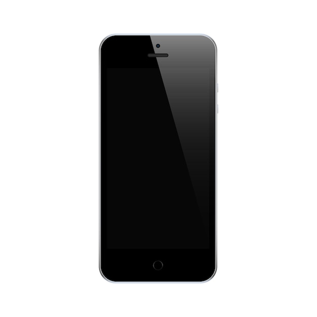 Smartphone preto com protetor de tela de toque preto isolado