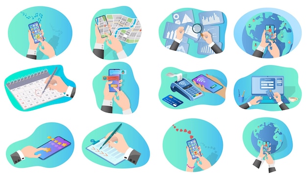 Smartphone redes sociais registro bancário pagamento eletrônico svideoconferência negócios