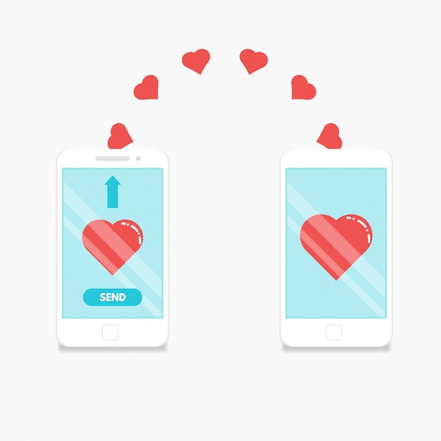 Smartphones enviando amor